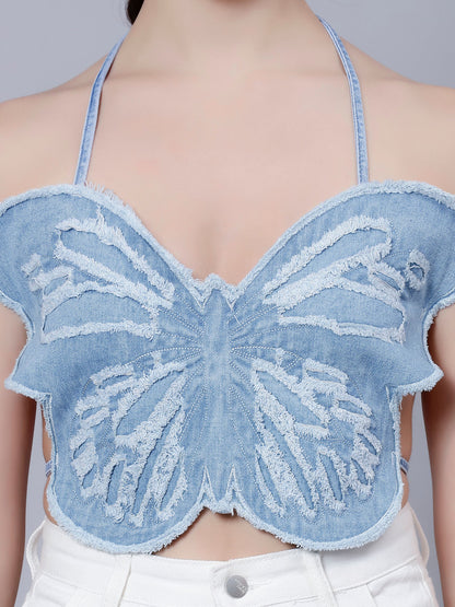 Butterfly Halter Crop Top