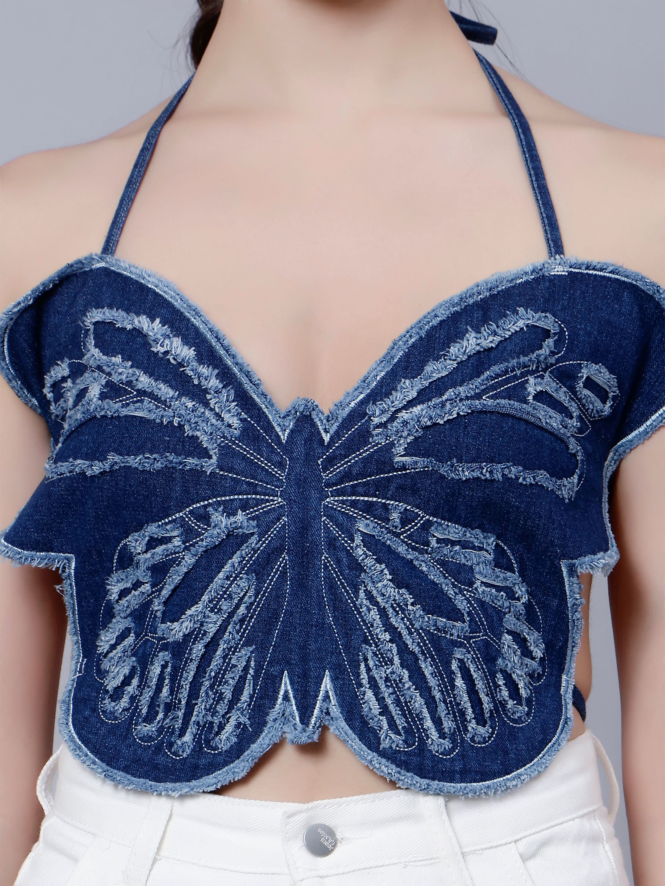 Butterfly Halter Crop Top