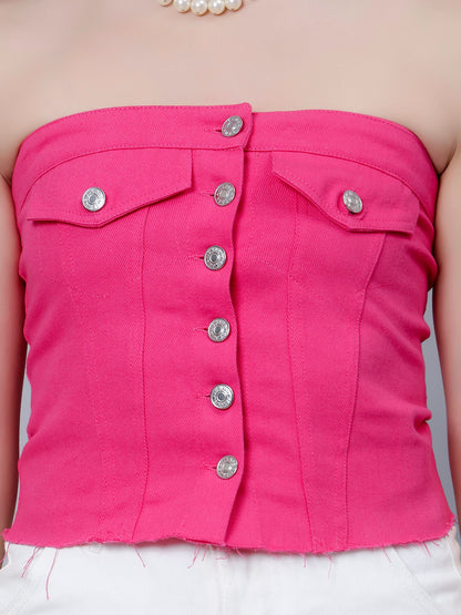 Denim Corset Crop Top