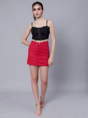Lace-Up Denim Crop Top