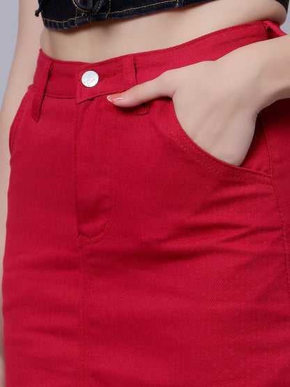 High Waist A-line Denim Skirt