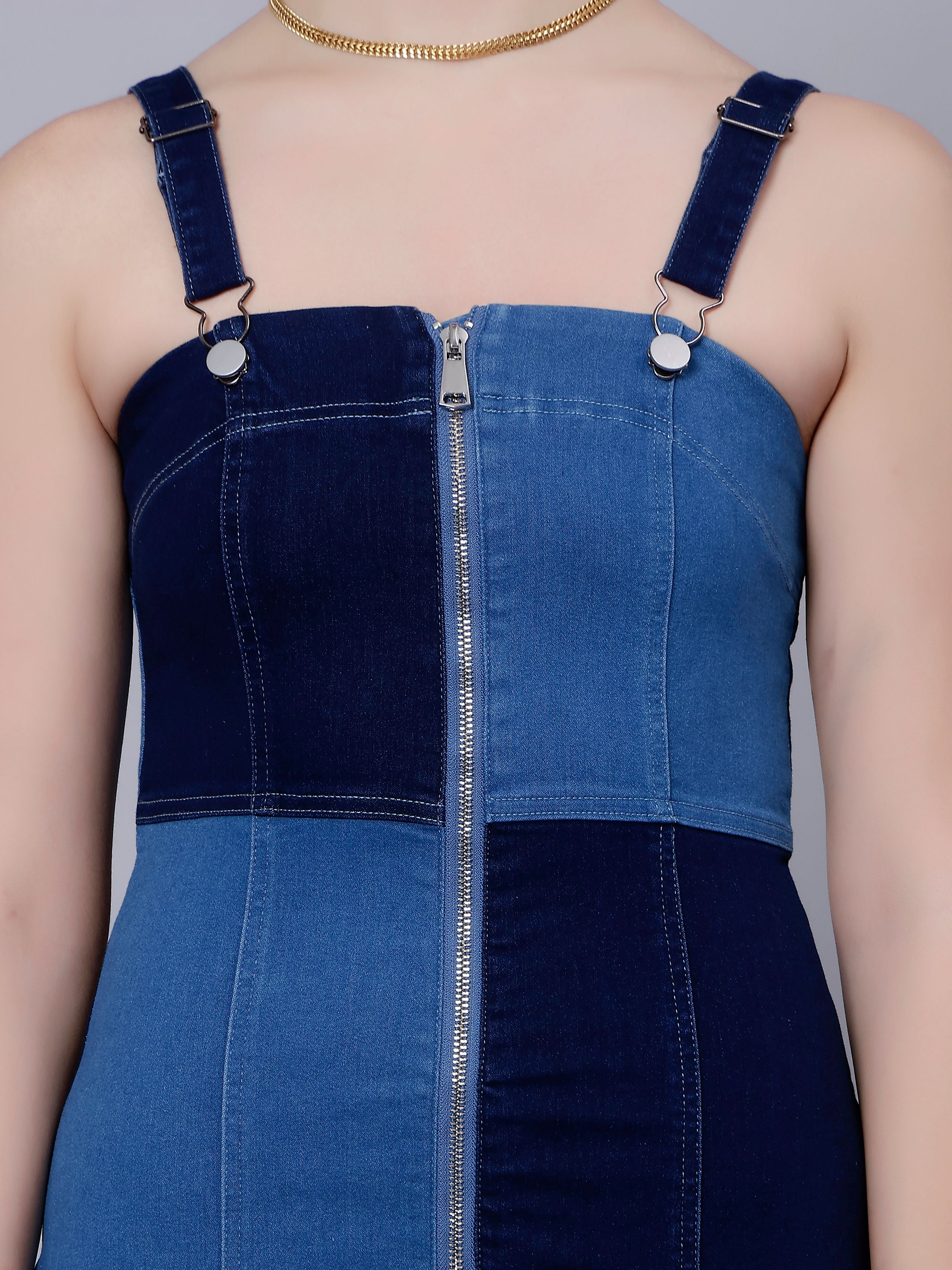 Colorblock Denim Bodycon Dress