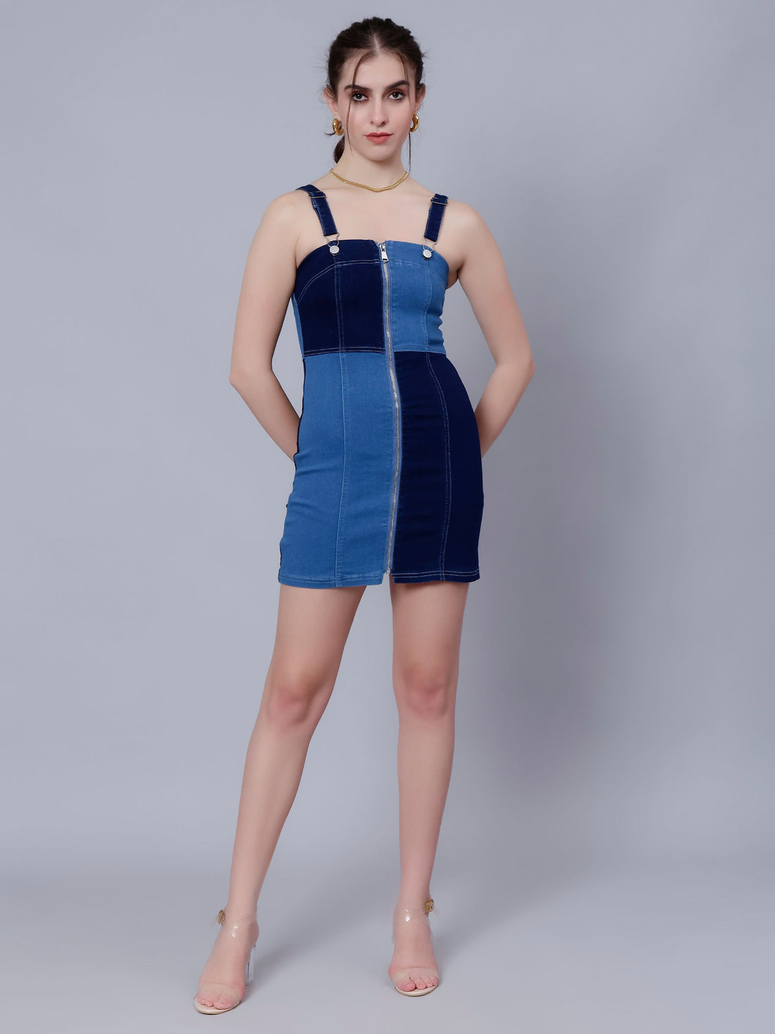 Colorblock Denim Bodycon Dress