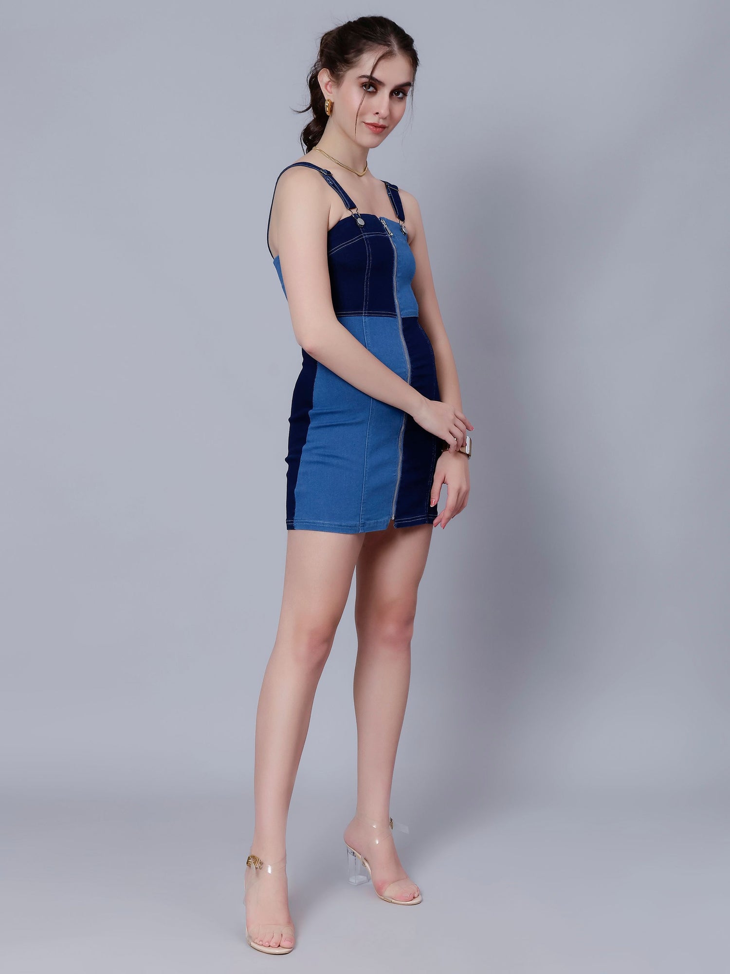 Colorblock Denim Bodycon Dress