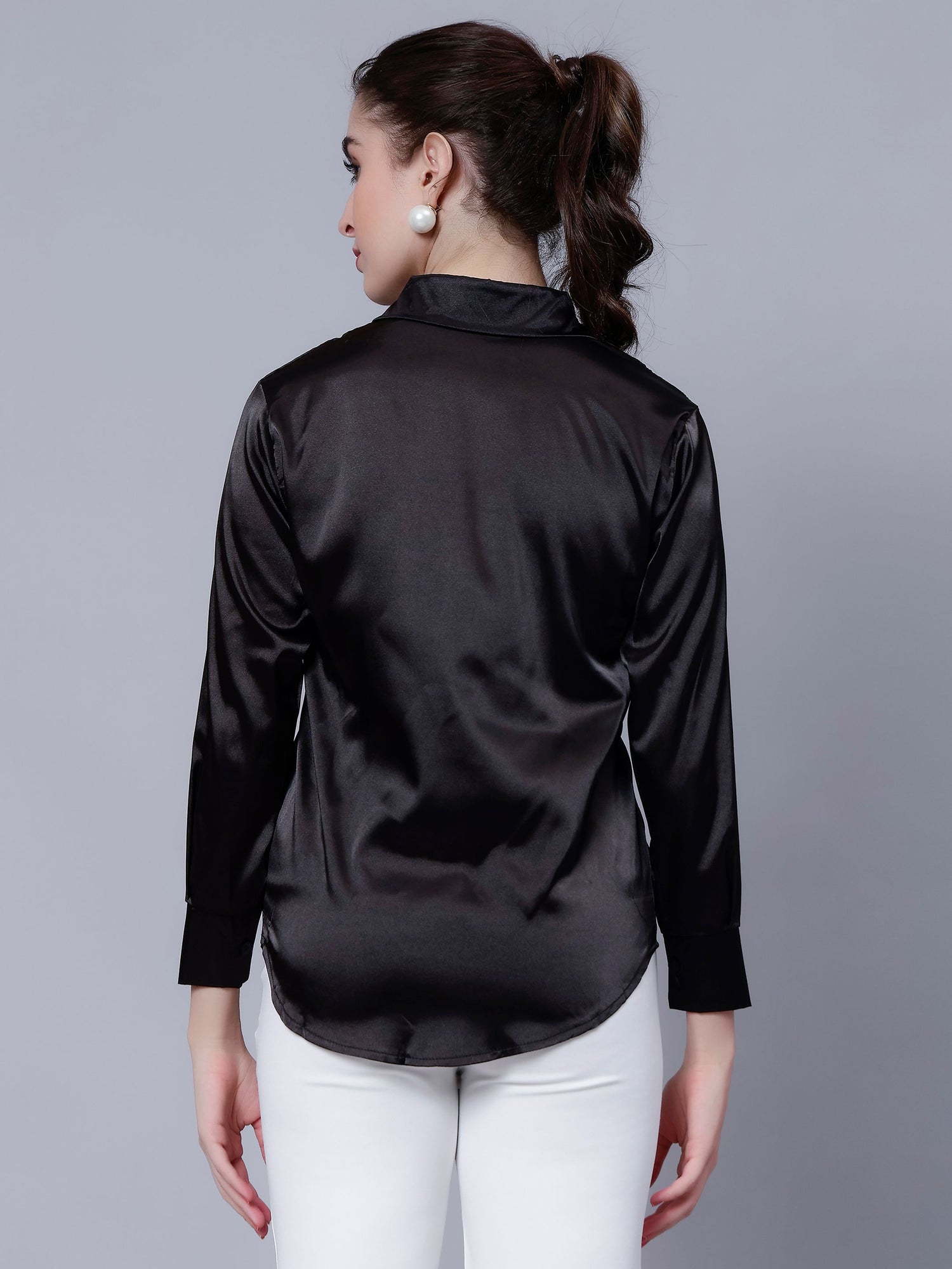 Elegant Ribbon Satin Shirt