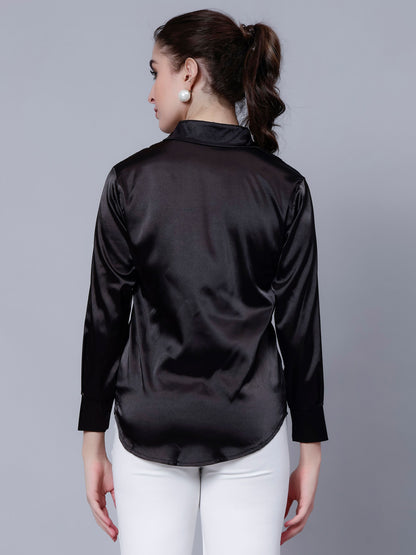 Elegant Ribbon Satin Shirt