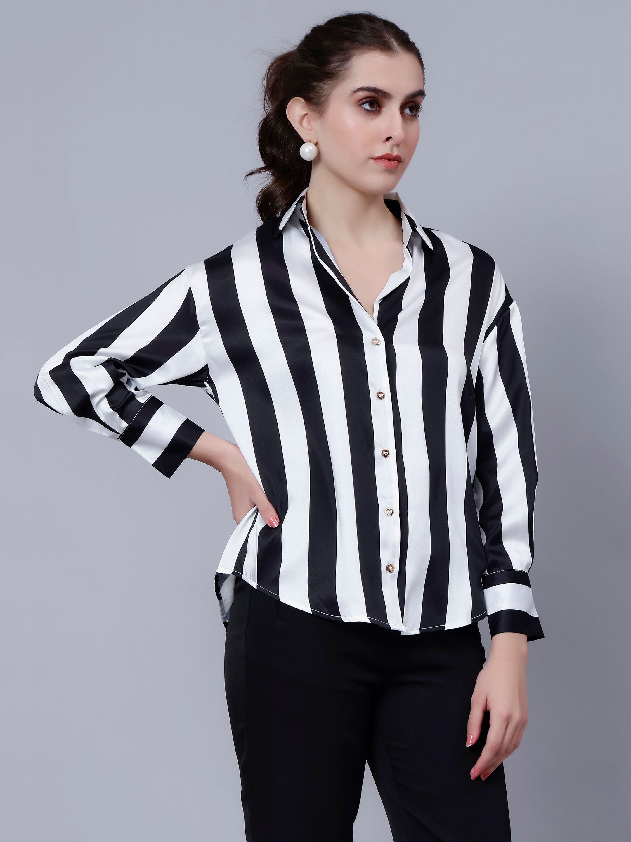 Wide Striped Elegant Shirt