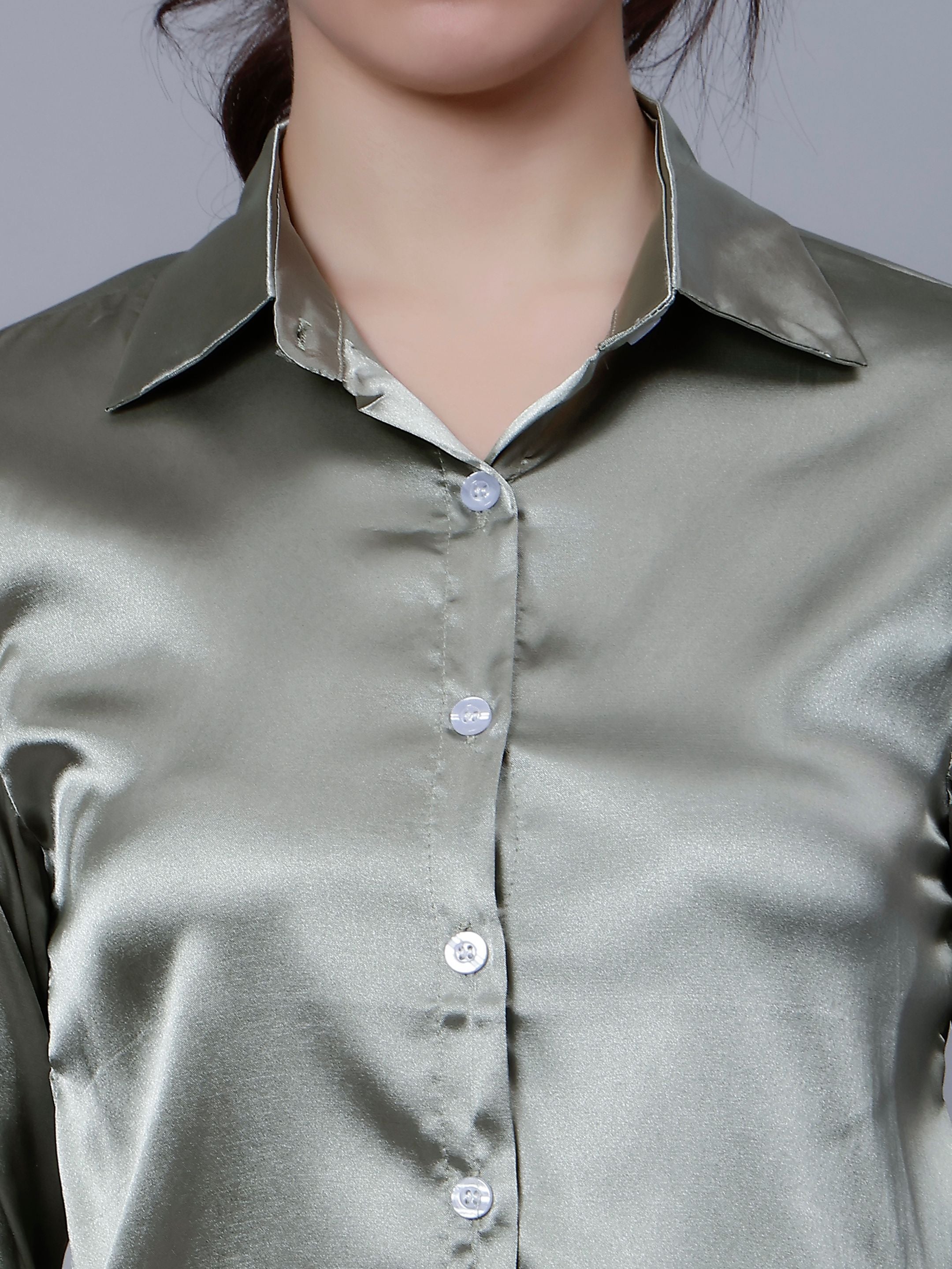 Elegant Ribbon Satin Shirt