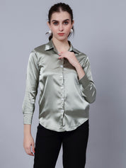 Elegant Ribbon Satin Shirt