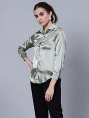 Elegant Ribbon Satin Shirt