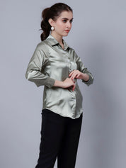 Elegant Ribbon Satin Shirt
