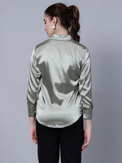 Elegant Ribbon Satin Shirt