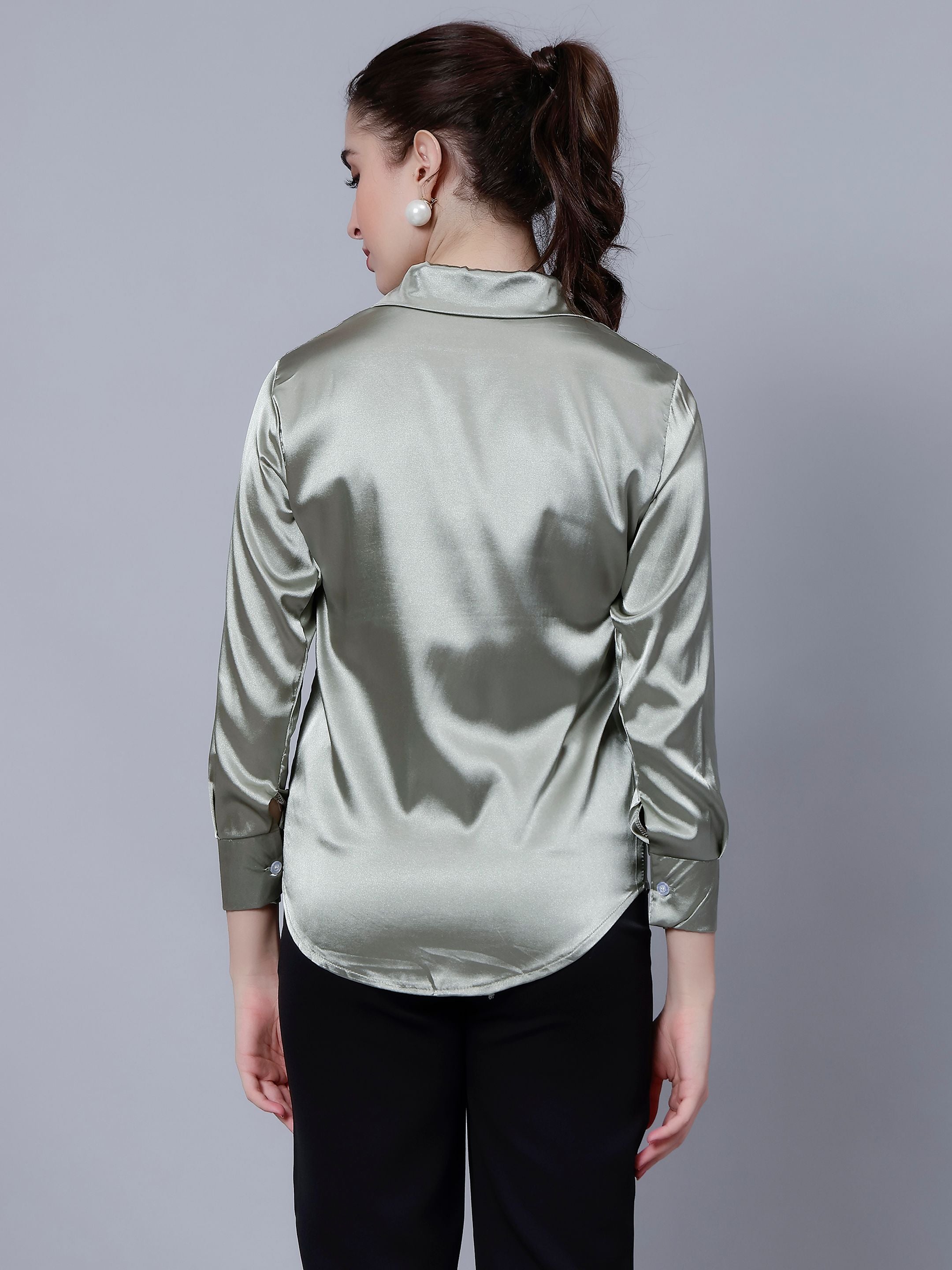 Elegant Ribbon Satin Shirt