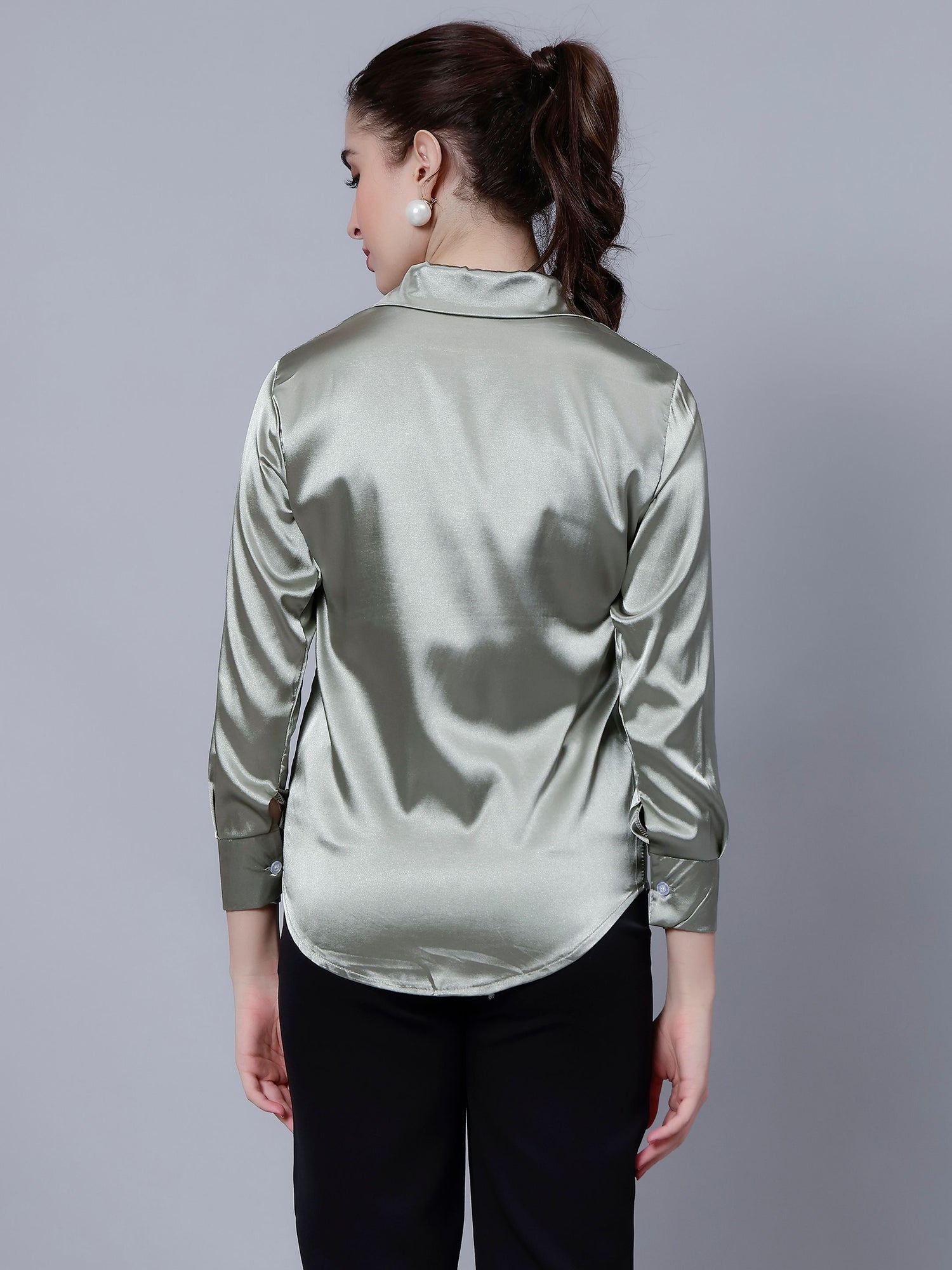 Elegant Ribbon Satin Shirt