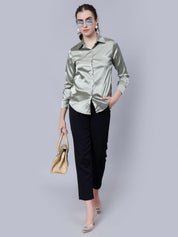 Elegant Ribbon Satin Shirt