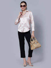 Elegant Ribbon Satin Shirt