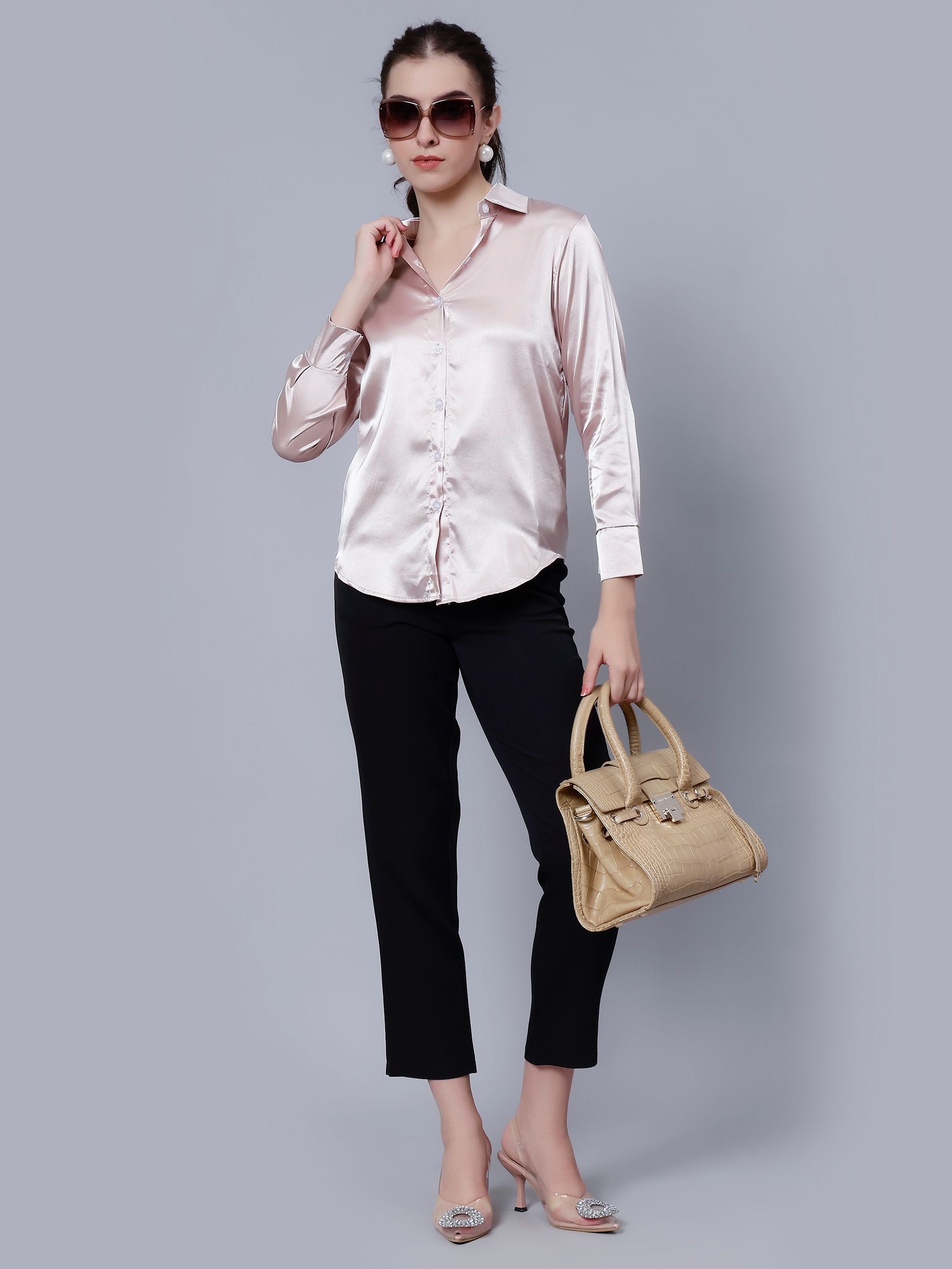 Elegant Ribbon Satin Shirt