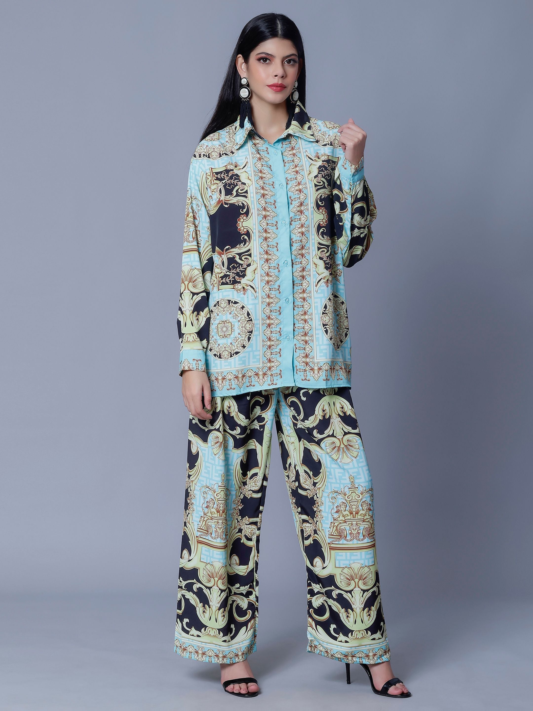 Vintage Printed Two-Piece Set