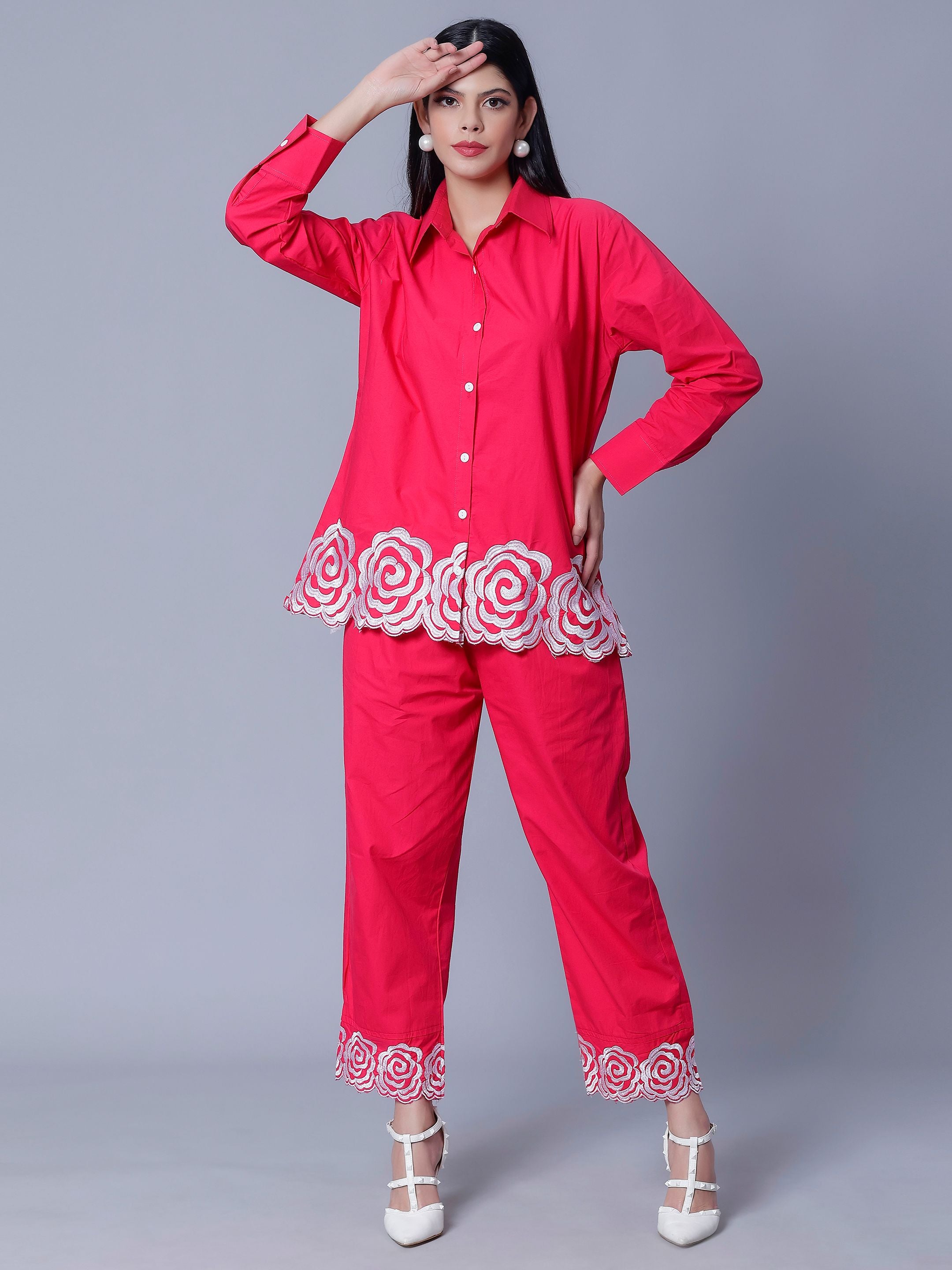 Flower Embroidery Two-Piece Set
