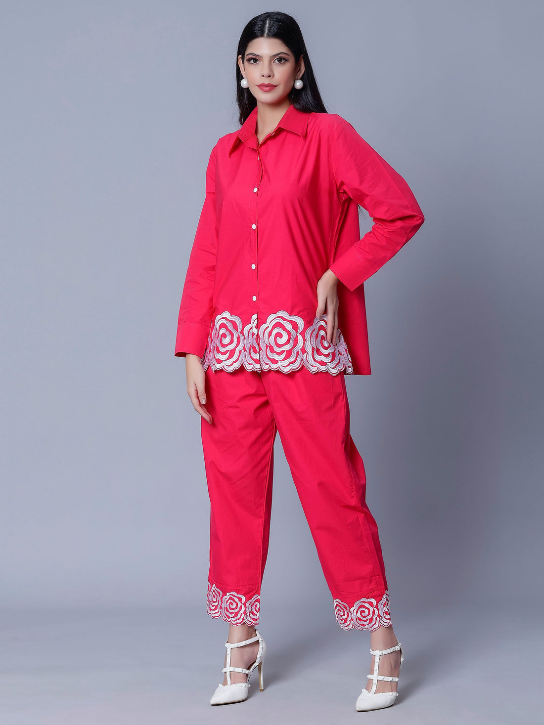 Flower Embroidery Two-Piece Set