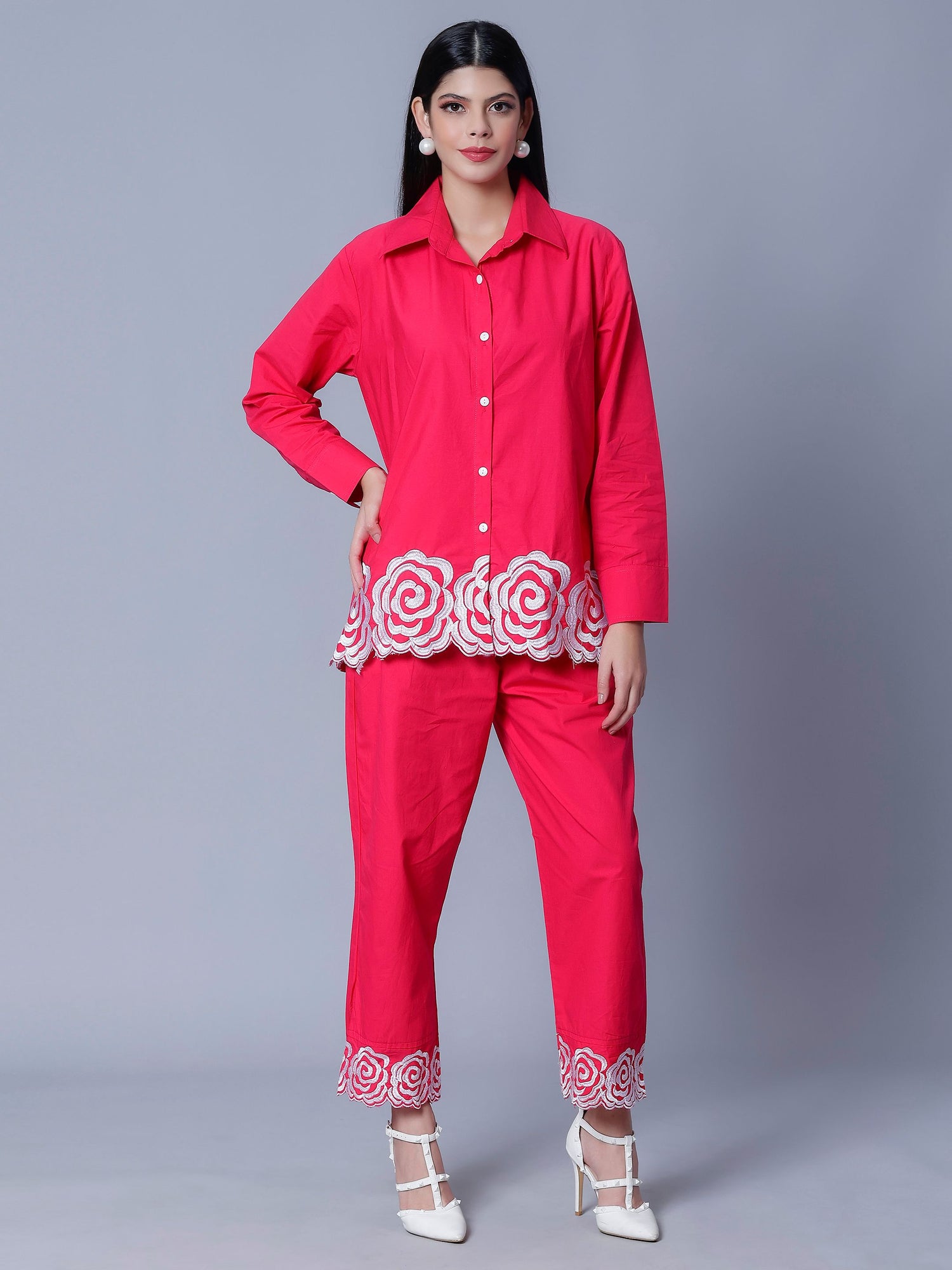 Flower Embroidery Two-Piece Set