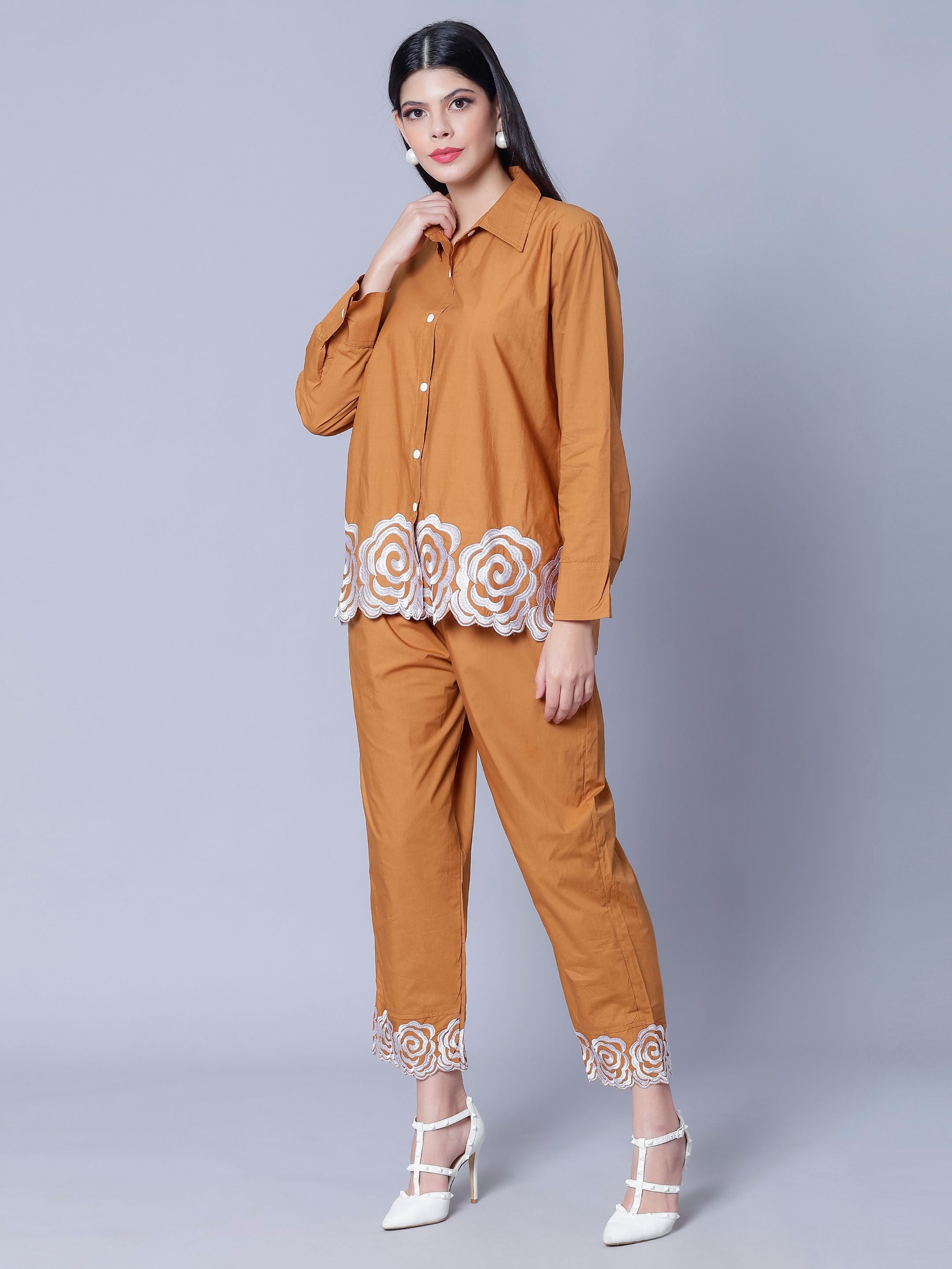 Flower Embroidery Two-Piece Set