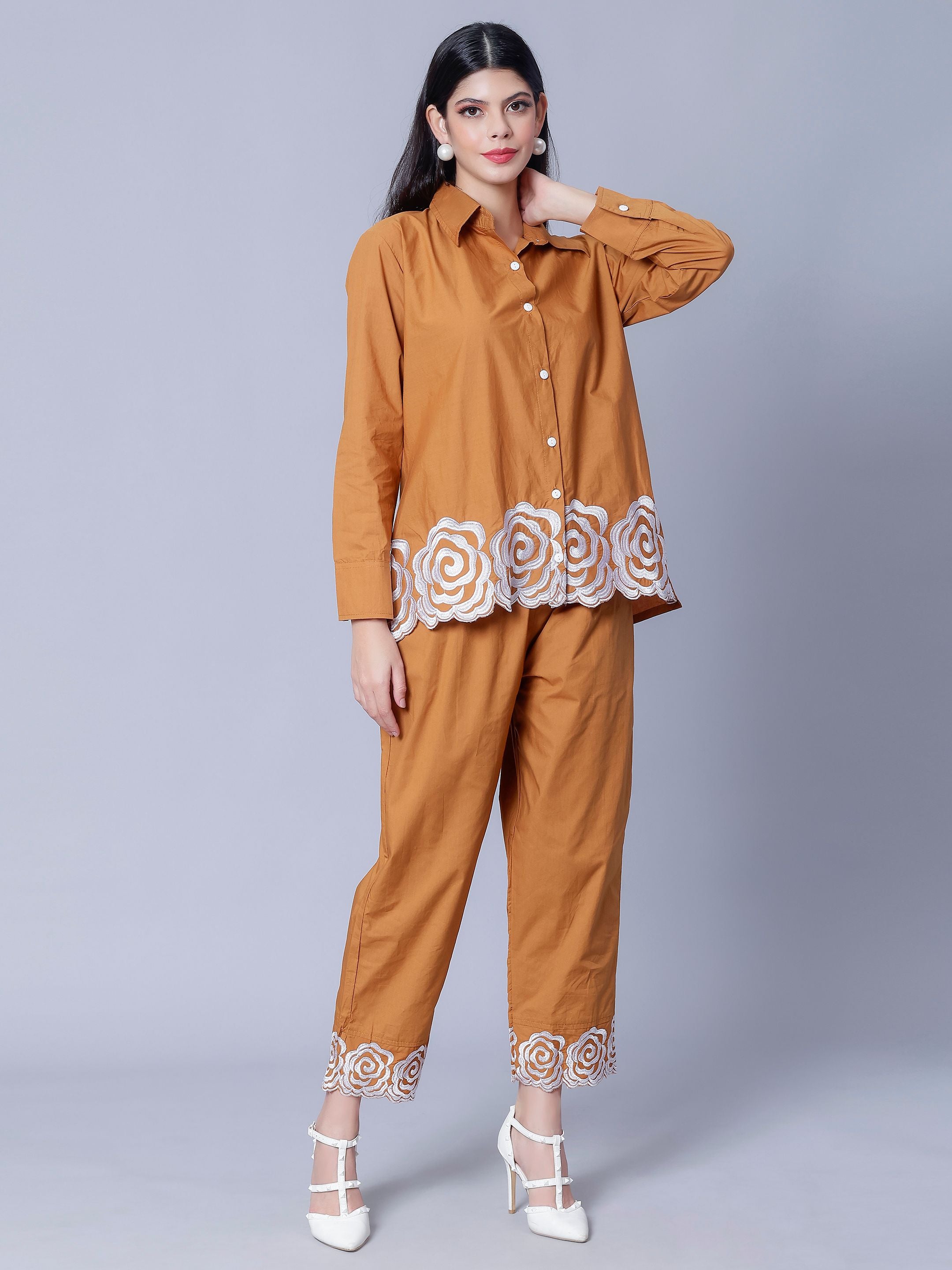 Flower Embroidery Two-Piece Set