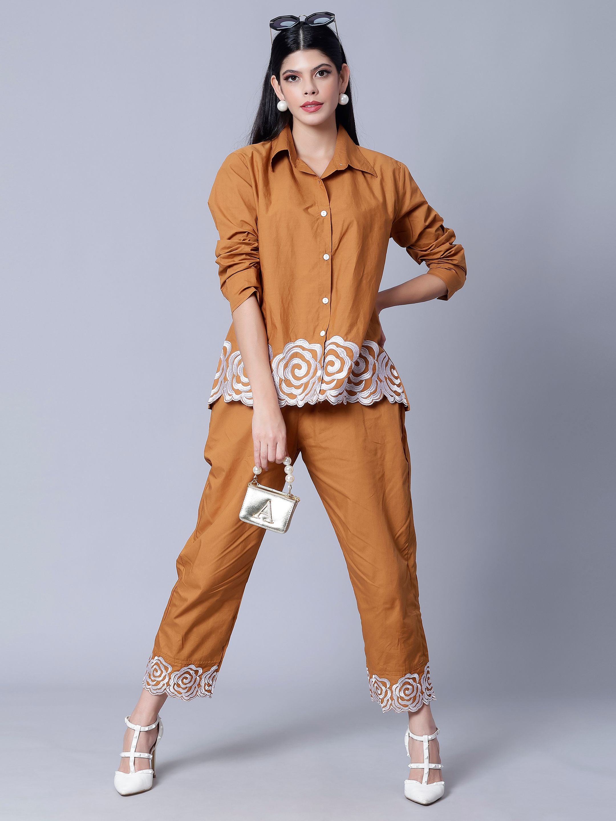 Flower Embroidery Two-Piece Set