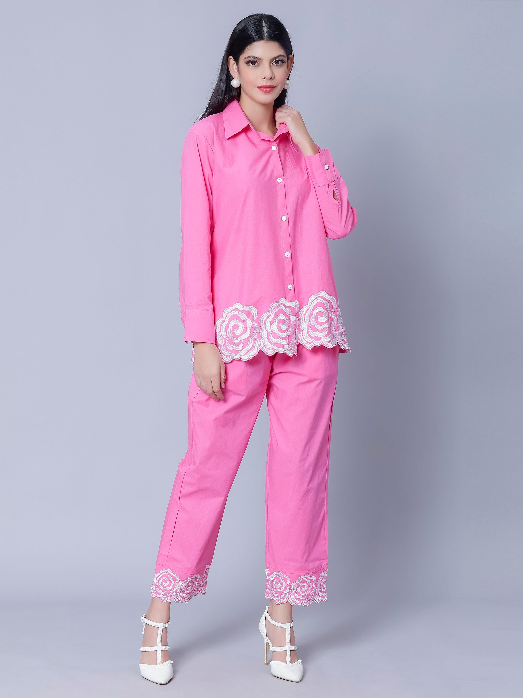 Flower Embroidery Two-Piece Set