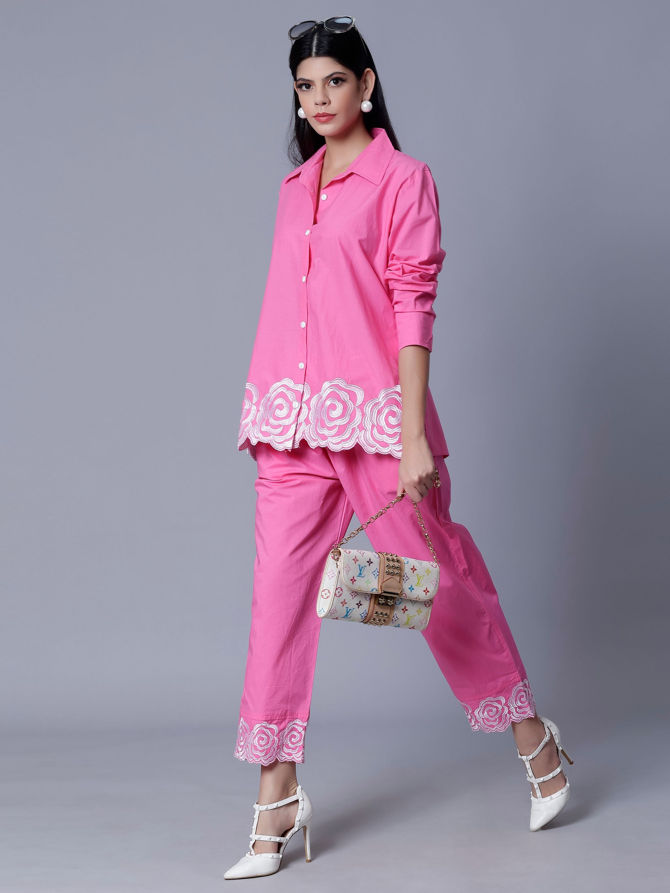 Flower Embroidery Two-Piece Set