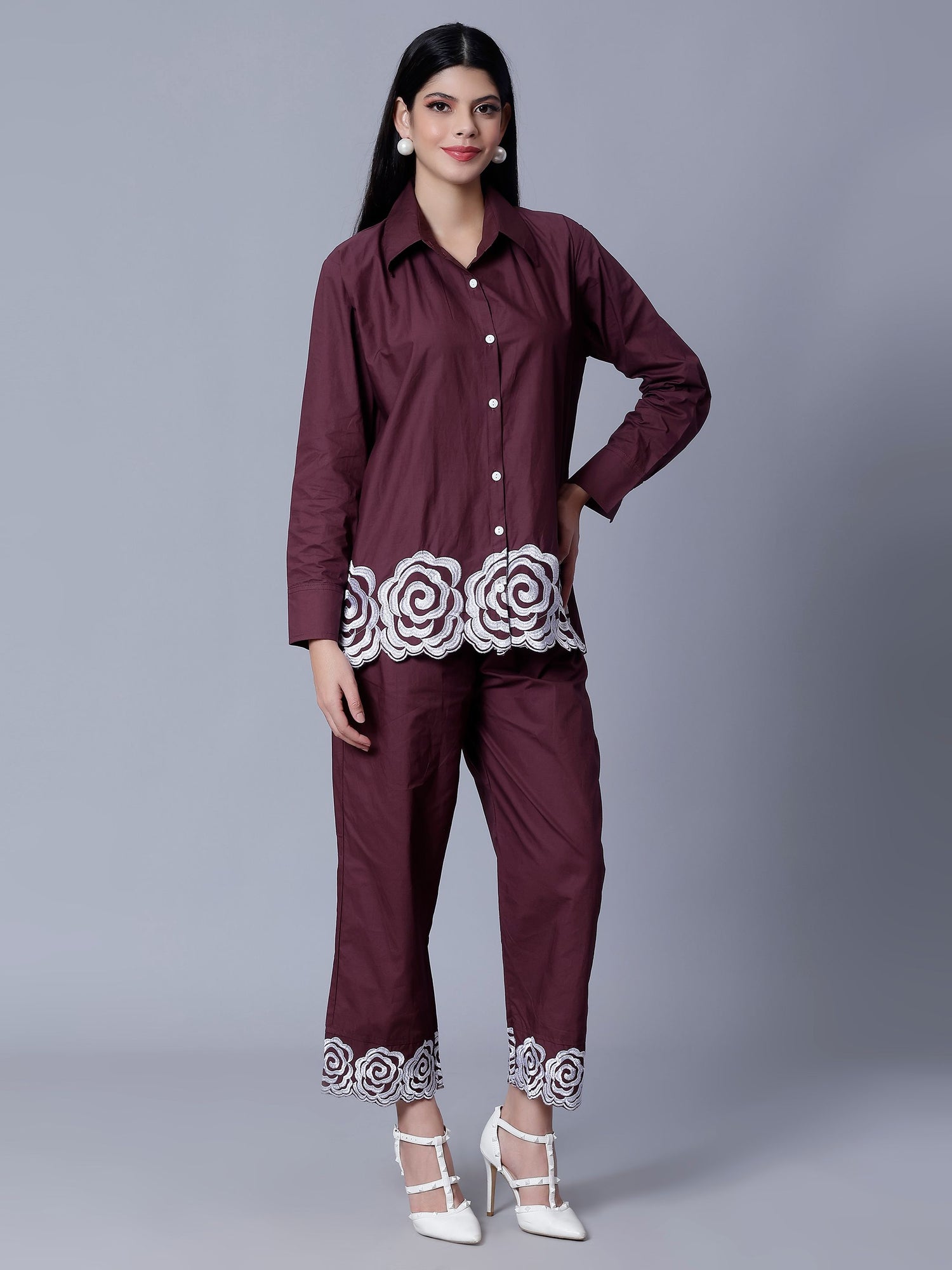 Flower Embroidery Two-Piece Set