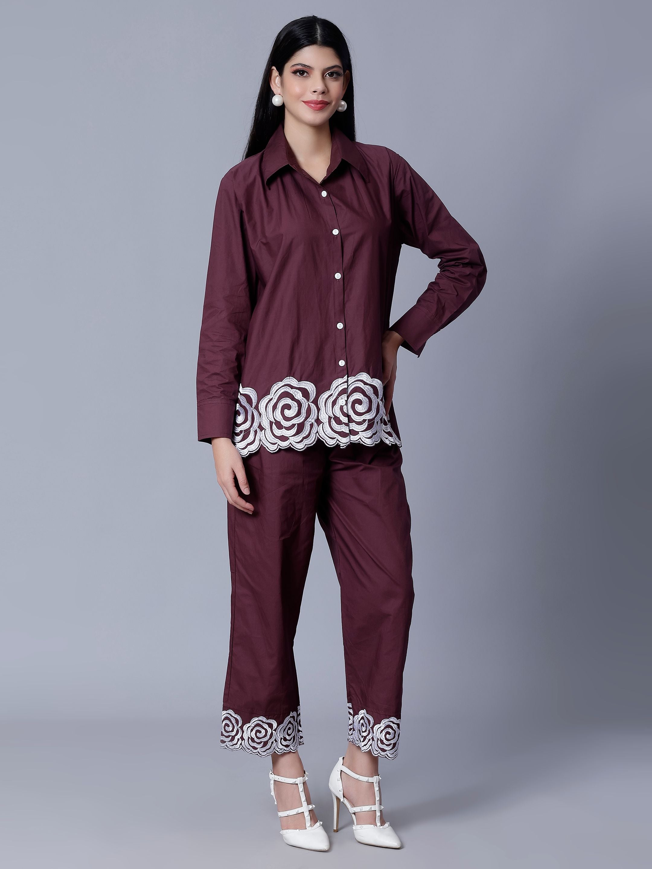 Flower Embroidery Two-Piece Set