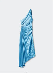 One-Shoulder Pleated Maxi Dress