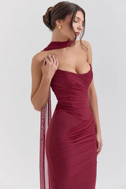 Draped Mesh Corset With Skirt Set