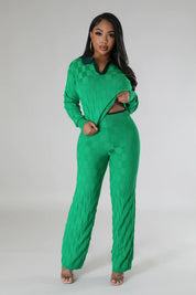 Checkerboard Knitted Two Piece Set