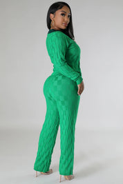 Checkerboard Knitted Two Piece Set