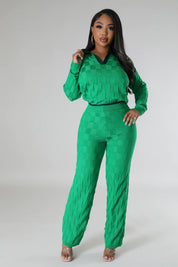 Checkerboard Knitted Two Piece Set