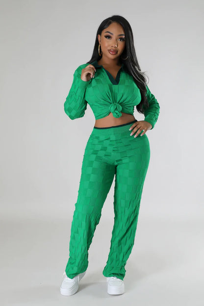 Checkerboard Knitted Two Piece Set