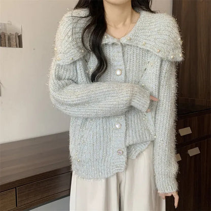 Pearl Accent Button-Up Cardigan