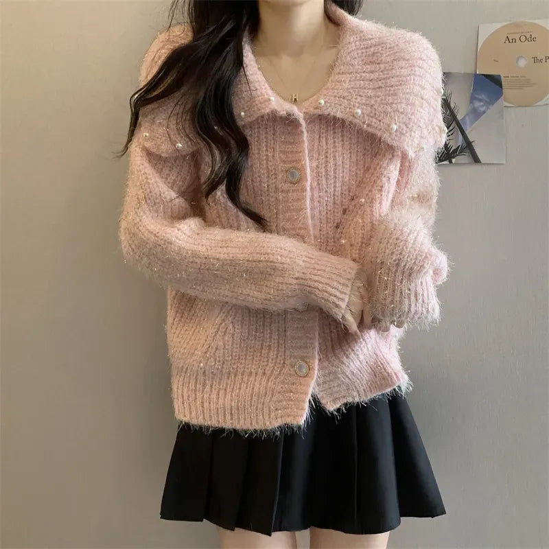 Pearl Accent Button-Up Cardigan