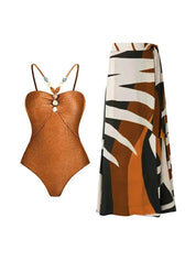 Stone Beads Monokini With Coverup