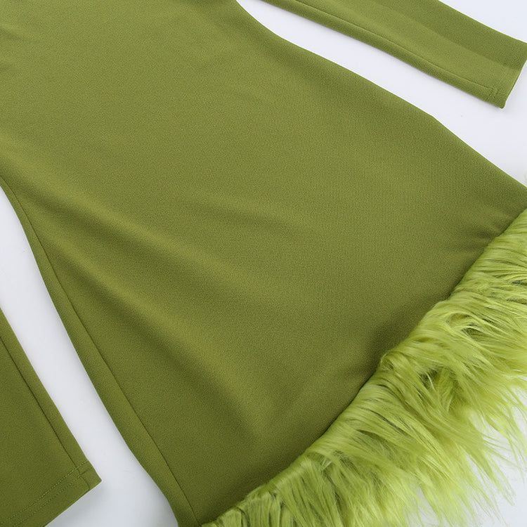 Fur-Hem Bodycon Dress