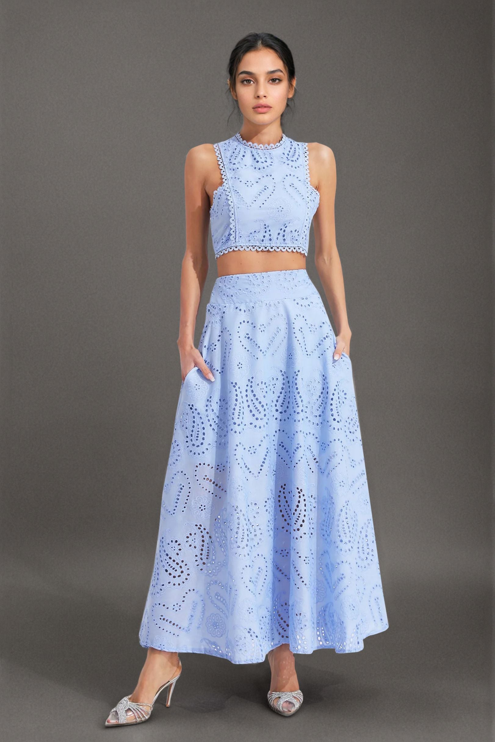 Cut-Work Two-Piece Set