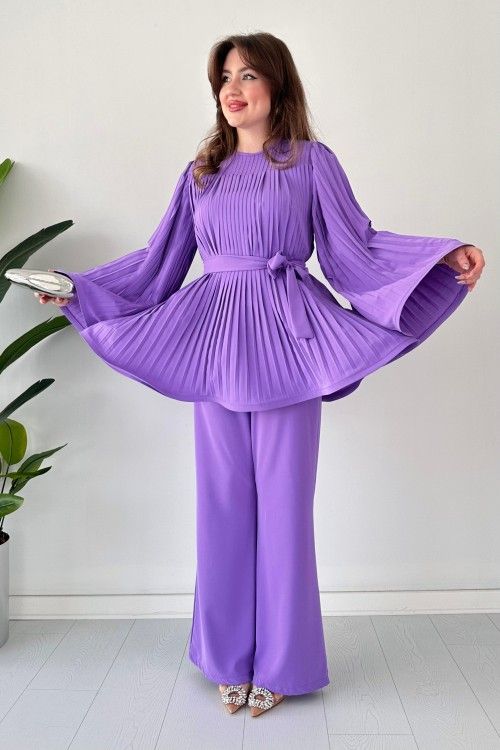 Fan Pleated Two-Piece Set