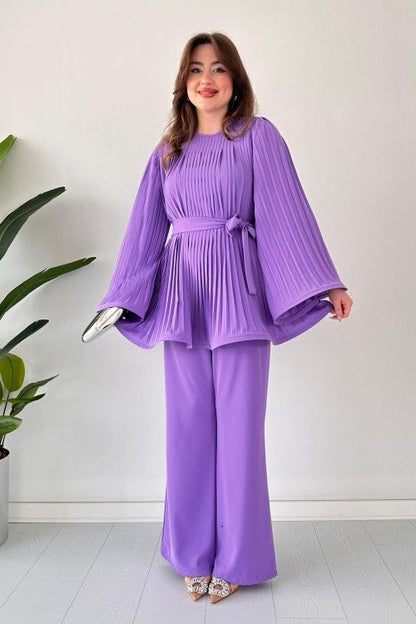 Fan Pleated Two-Piece Set