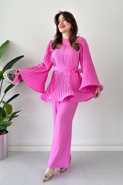 Fan Pleated Two-Piece Set