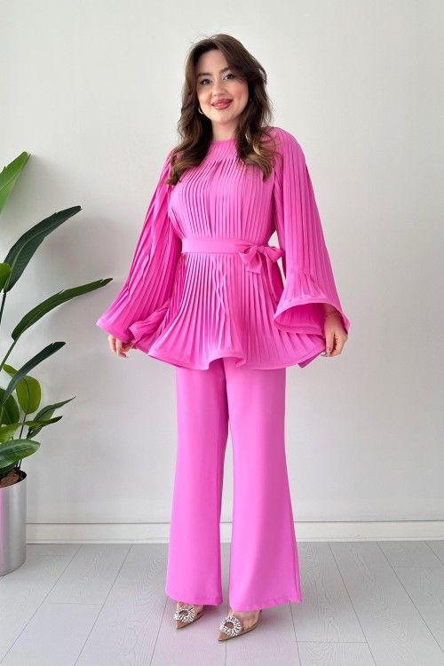 Fan Pleated Two-Piece Set