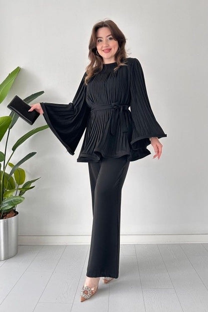 Fan Pleated Two-Piece Set