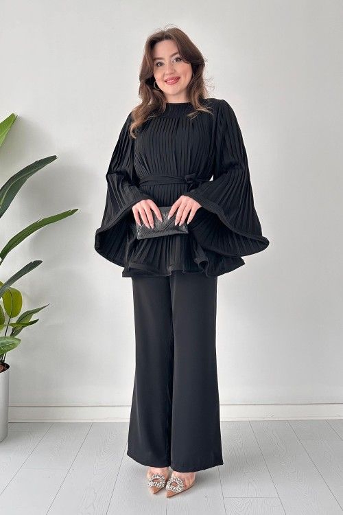 Fan Pleated Two-Piece Set