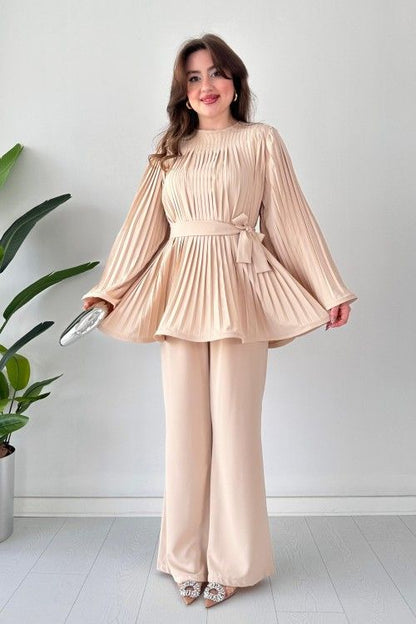 Fan Pleated Two-Piece Set